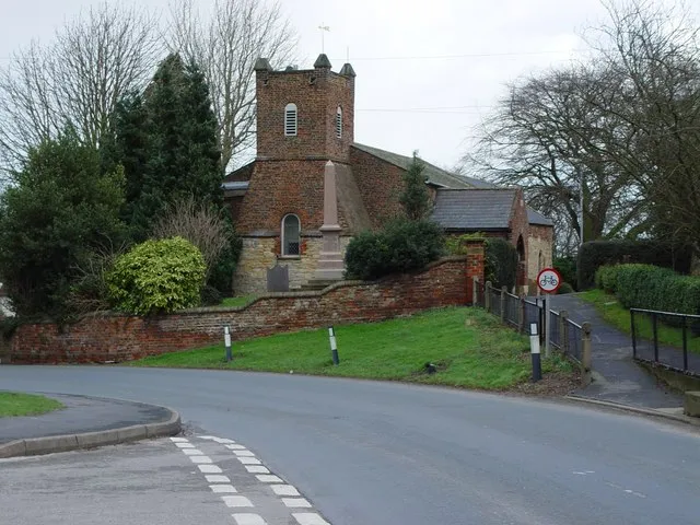 St Michael's Church, Skidby, East Riding of Yorkshire, England.From the junction of Chapel Close and Main Street.