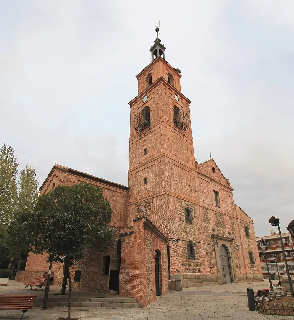 Façade of the Church of Santa María la Antigua in Madrid (Spain).