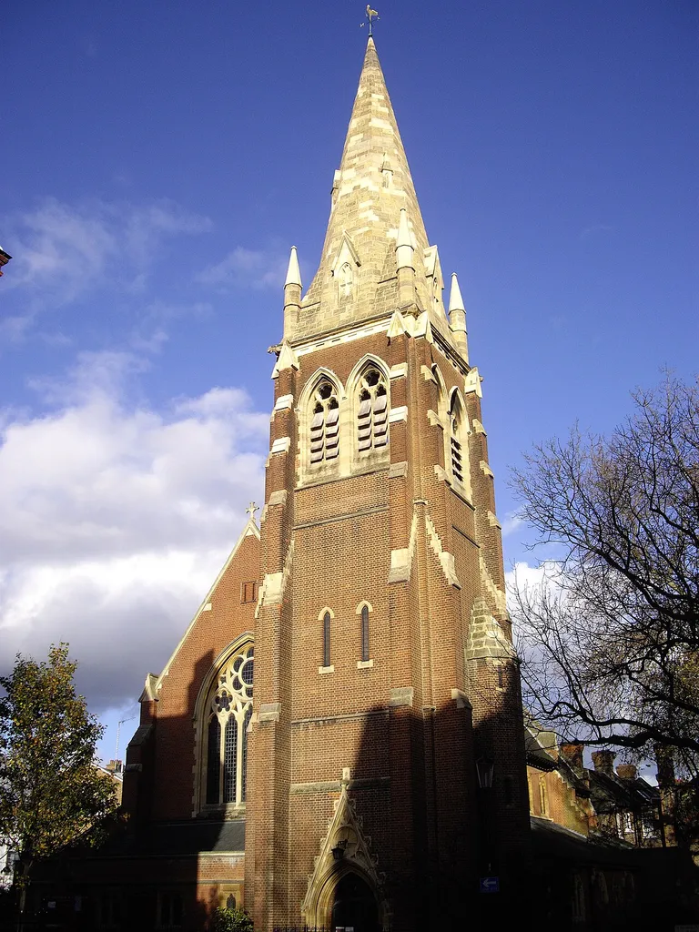 St Andrew's parish church, Park Walk, Chelsea, London, seen from the south from Camera Place