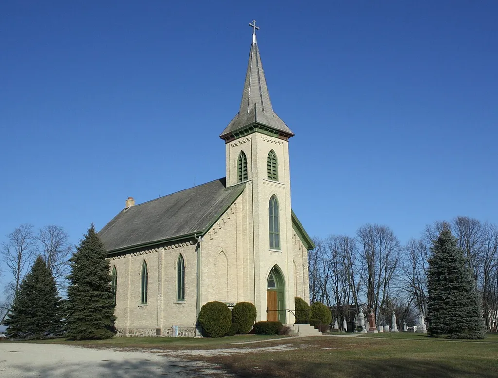 The w:St. John of God Roman Catholic Church, Convent, and School near w:Boltonville, Wisconsin. It is listed on the National Register of Historic Places.