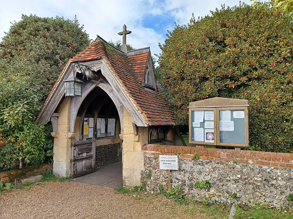 Hambleden, Lychgate to Churchyard. Late 19th century, Grade II listed. Hambleden, Buckinghamshire, England.