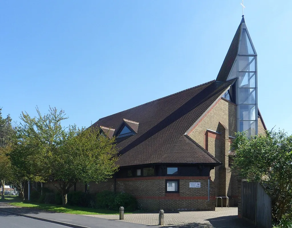 Emmanuel Church, Shepherds Lane, Stoughton, Borough of Guildford, Surrey, England. Built in 1904 by W. Gilbert Scott and substantially extended to the west recently.
