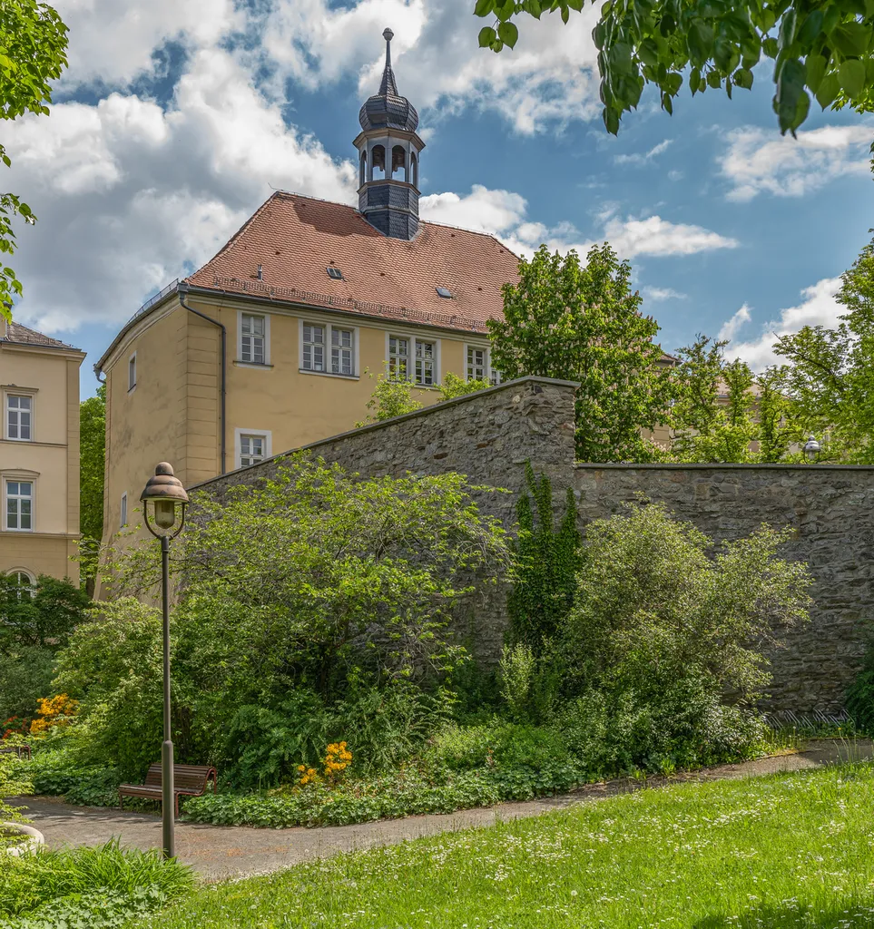 View of Franciscan monastery with city wall.