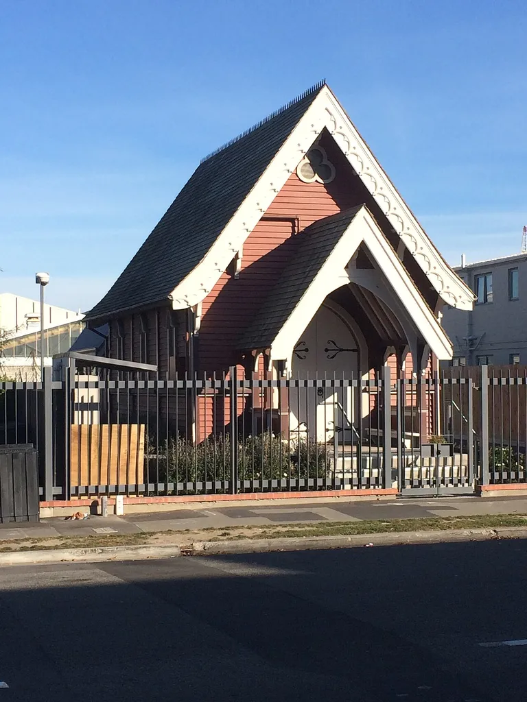 St Lukes Chapel, Christchurch. Must have been shifted on their site, as it's now facing Hereford Street.