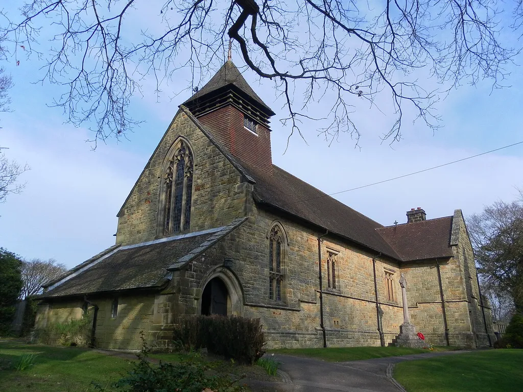 Parish church of St Thomas the Apostle, Corseley Road, Groombridge, East Sussex, England, seen form the southwest. The Church of England parish church of the Sussex part of Groombridge, a village on the boundary between East Sussex and Kent.