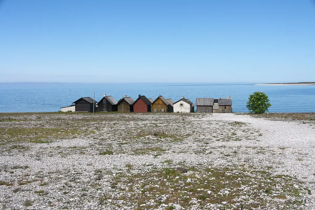 Fishing village Helgumannen near nature reserve Langhammars at Fårö (Gotland).