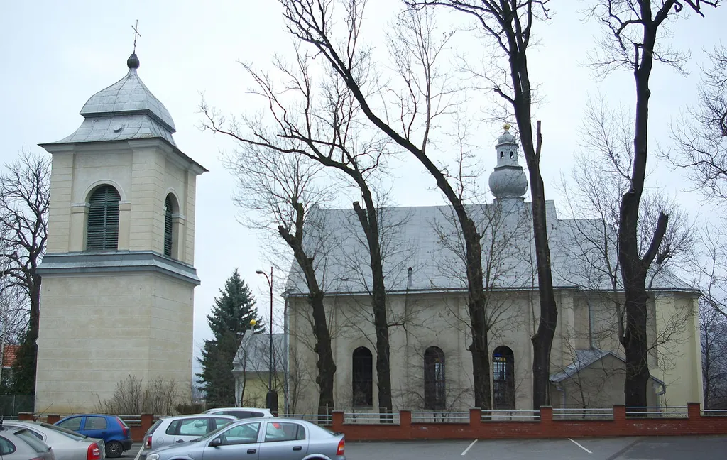 Bell tower and view from the right of the Holy Trinity Ukrainian Orthodox Cathedral in Sanok