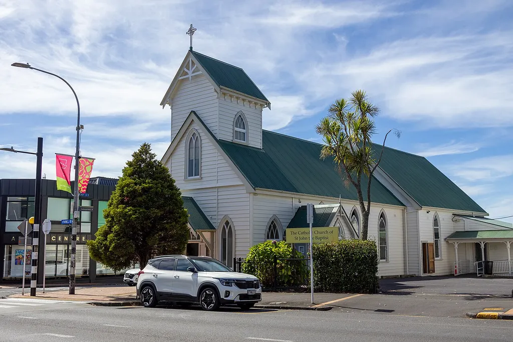 The Church of St John the Baptist in Parnell, Auckland, viewed from the southwest.