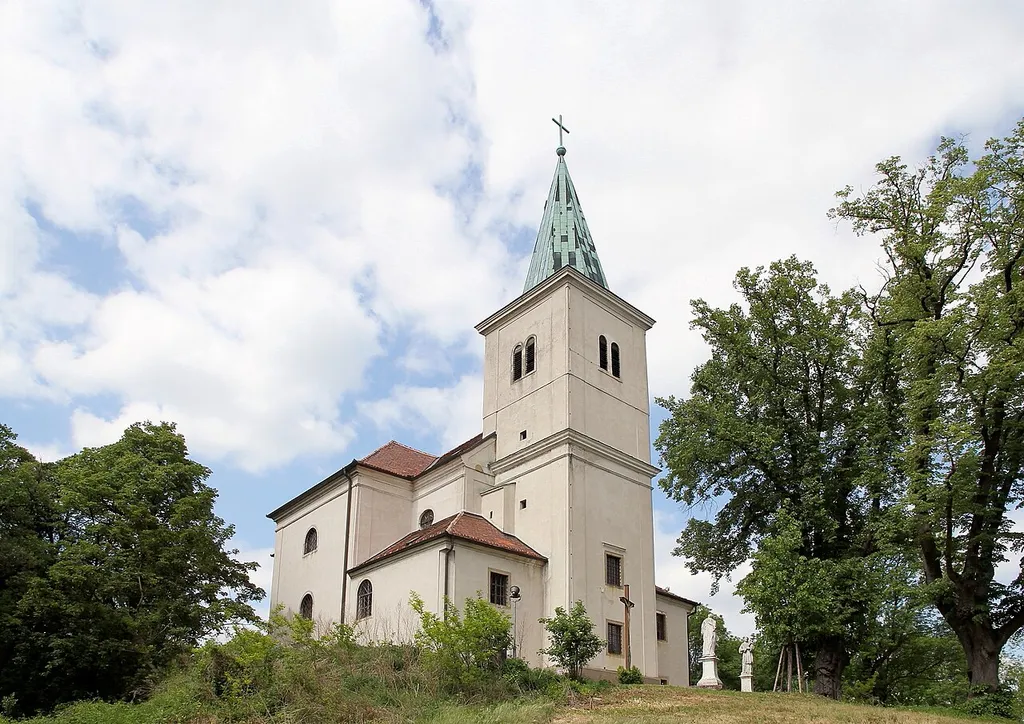 South view of the parish church Karnabrunn in Großrußbach, Lower Austria.