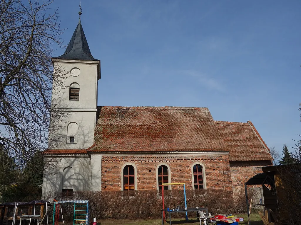 Southern view of church in Bützer, Milower Land municipality, Havelland district, Brandenburg state, Germany.
