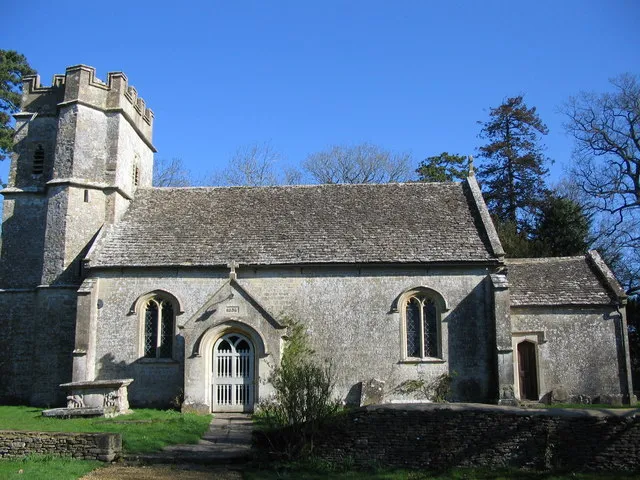 Parish church at Easton Grey, Wiltshire, seen from the south. The west tower is 15th-century; the rest of the church was rebuilt in 1836.