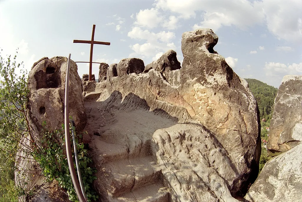 own picture, taken in late summer 2004 castle Vranov in Czech Republic the top of the castle