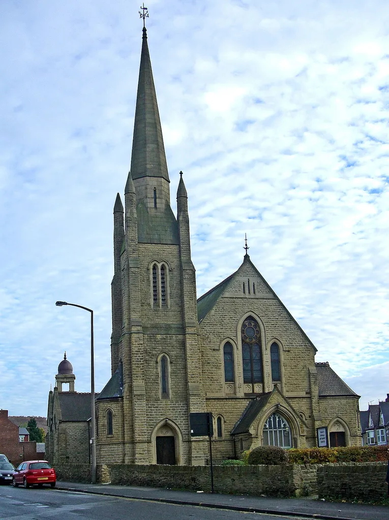Fir Vale Trinity Methodist Church, a Grade II Listed Building on Firth Park Road in the City of Sheffield, England. The building dates from around 1890.