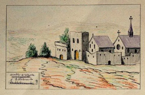 Abbaye de Bellebranche au moment des guerres de religions (consnervé au prytanée de La Flèche).
