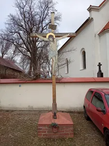 Cross in front of St. Procopius church in Čestlice