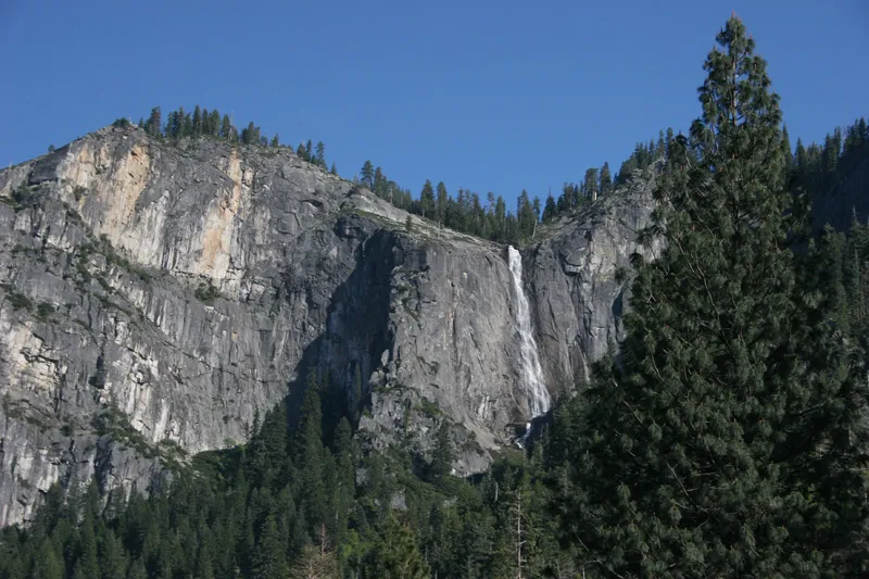 Silver Strand Falls. Photo taken May 2006 from Inspiration Point, on the East end of the Wawona Tunnel on Highway 41. Taken in the late afternoon, after a heavy snowfall year.