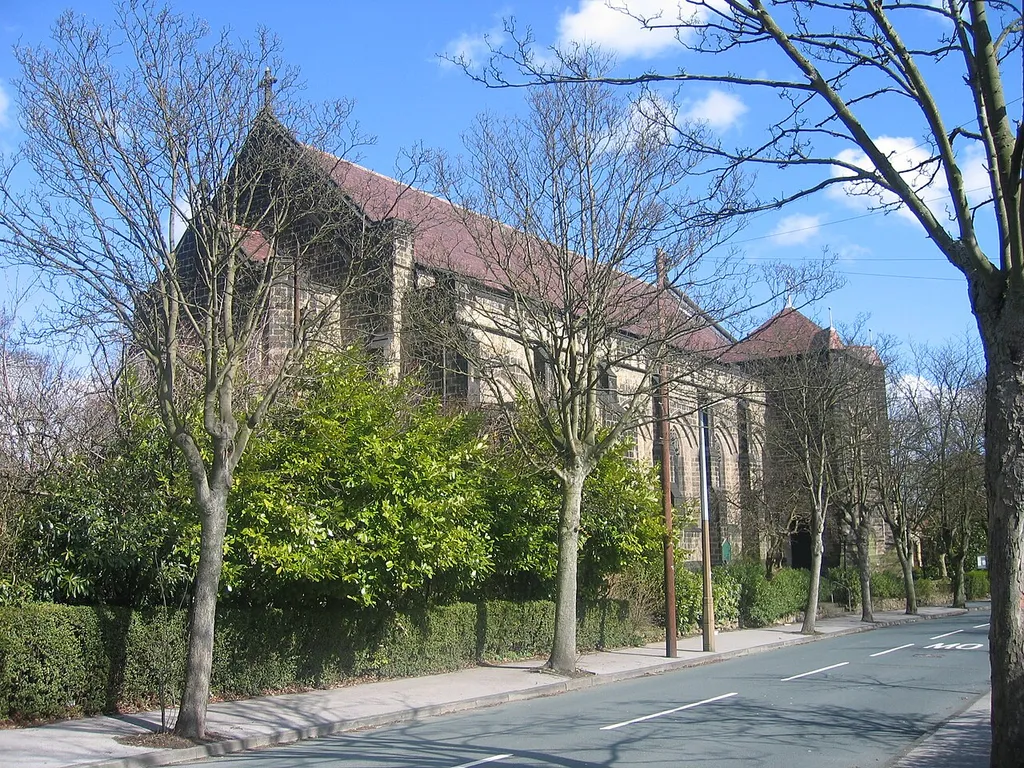 St Edmund's parish church, Lidgett Park Road, Leeds, West Yorkshire, seen from the southwest