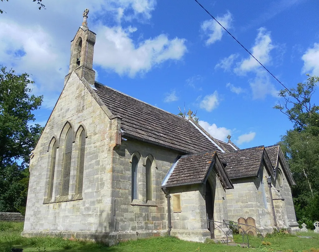 St John the Evangelist's chapel, Coolhurst, West Sussex, seen from the southwest. A Church of England chapel built in 1839 as a chapel of ease to Holy Trinity Church, Lower Beeding.