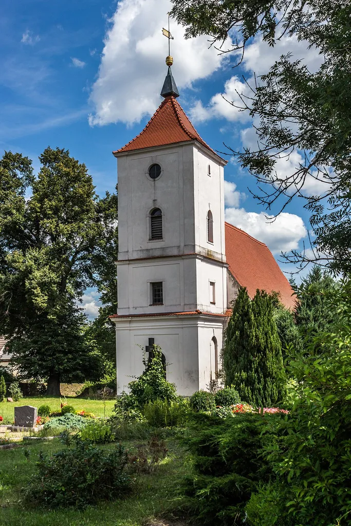 Western view of Lüdersdorf church, Parsteinsee municipality, Barnim district, Brandenburg state, Germany