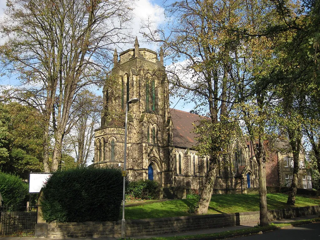 Chapeltown Community Church, Harehills Avenue, Leeds, West Yorkshire LS8, on the corner of Avenue Hill, seen from the southwest. Formerly Trinity United Reformed church.