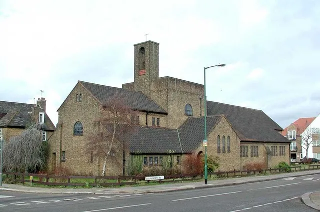 Church of England parish church of St Francis, Fleetwood Road, London NW10: view from the south-east. (The church is "orientated" north-south.)