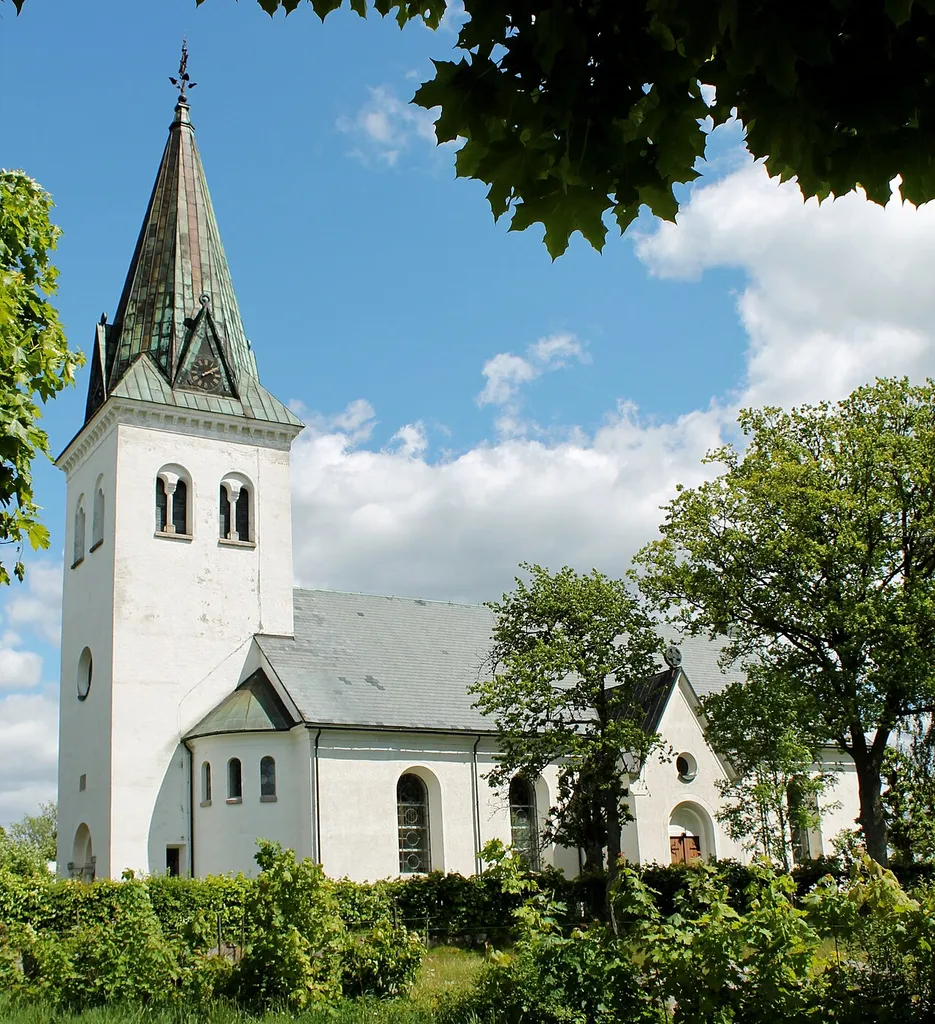Furuby Church. The Church was built by architect Herman Holmgren. it is built of hewn stone and is characterized by historiserande among the style of both Romanesque and Gothic Revival elements. construction work began in 1887 and 1888 the Church was inaugurated.
