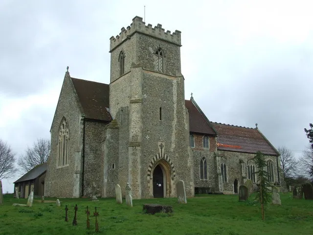 Church of St Mary in Barham, Suffolk, England. A Grade I listed medieval church.