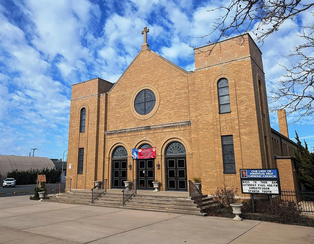 Photo of the Our Lady of Perpetual Help Church in Seaside Heights, New Jersey. Photo taken from Grant Avenue looking north-northwest.