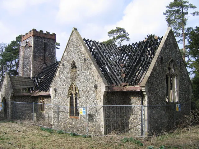 St Wandregesilius Church, Bixley, Norfolk. The church was gutted by fire on the night of 13 May 2004. The church had no electricity and used gas cylinders for heating which it is believed were used by vandals to start the fire. Unsurprisingly this is the only church in England dedicated to St Wandregesilius.