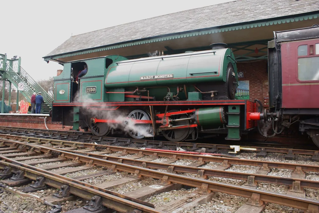 Peckett and Sons OQ Class 0-6-0ST No. 2150 "Mardy Monster". Running at the Elsecar Heritage Railway with an Easter Special