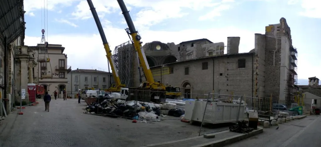 Church of Santa Maria Paganica in L'Aquila entirely destroyed by 2009 L'Aquila Earthquake