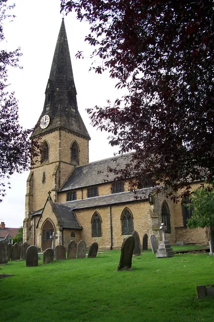 Nave and steeple of All Saints' parish church, North Ferriby, East Riding of Yorkshire, England, seen from the south-east.