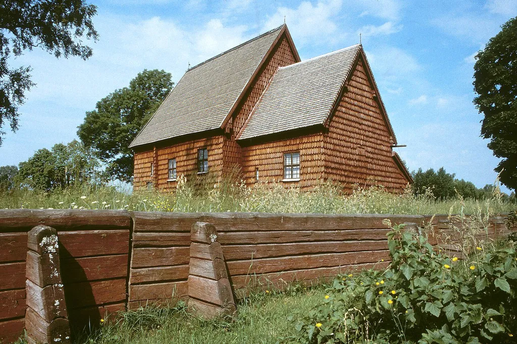 The medieval church of Södra Råda, Värmland County, Sweden. The church was built in 1323 and it was destroyed by fire in 2001.