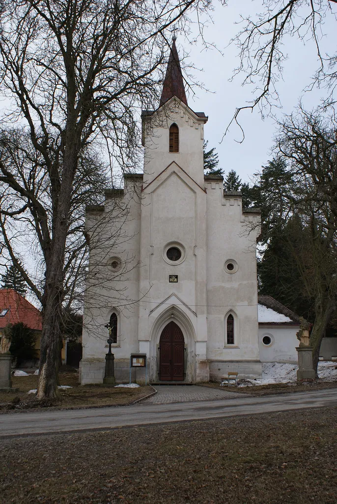 Church of Saint Charles Borromeo in the village of Zalužany, Central Bohemian Region, Czech Republic.