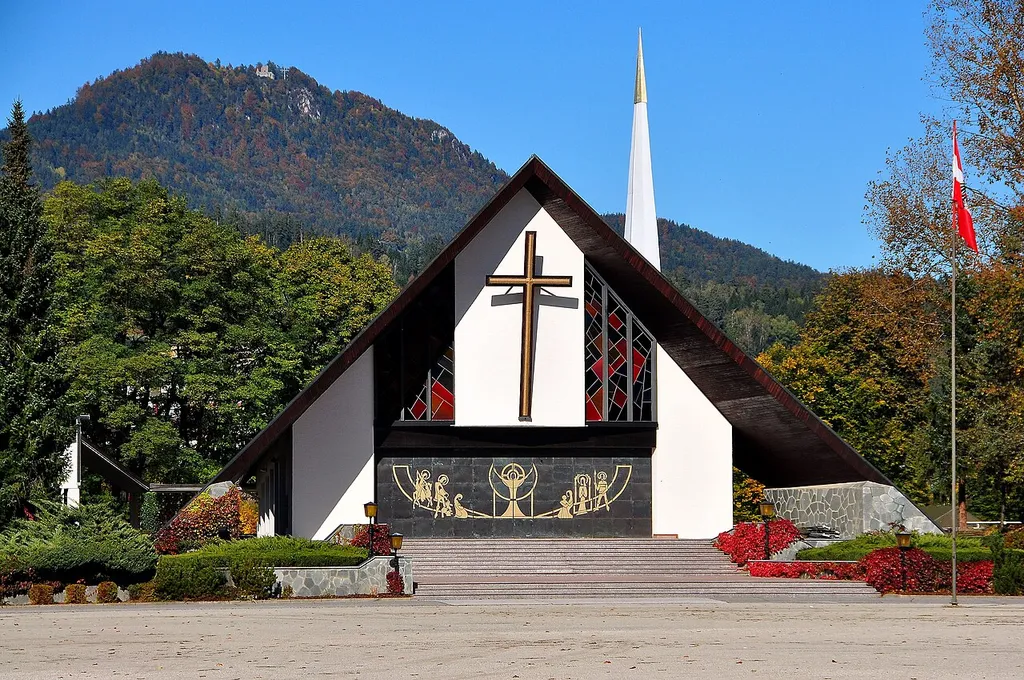 Soldier church in the barracks Khevenhueller, Feldkirchner Strasse in Lendorf, situated in the 9th district “Annabichl” of the Carinthian capital Klagenfurt on the Lake Woerth, Carinthia, Austria