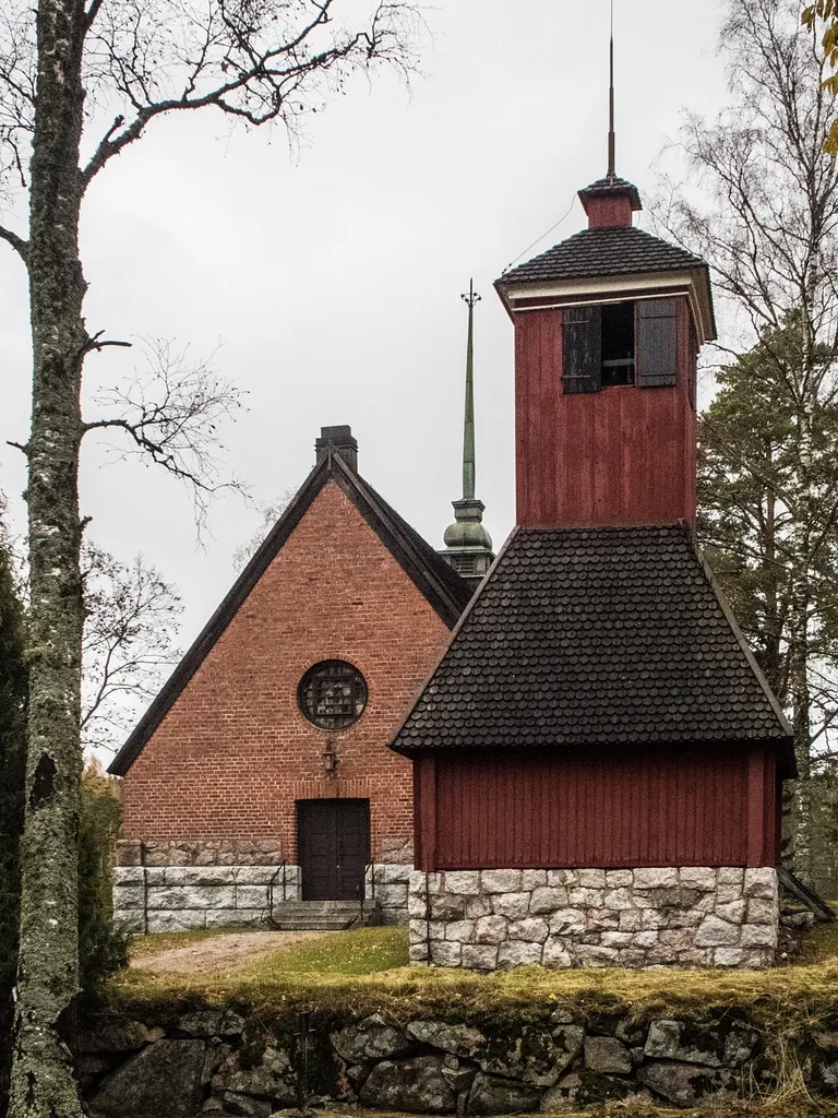 St. Jacob's church in Hevonpää, Paimio, Finland. Architect Lars Sonck, completed in 1928. The fourth church on this medieval site, built to replace the previous church erected 1806 and destroyed in a fire 1909.