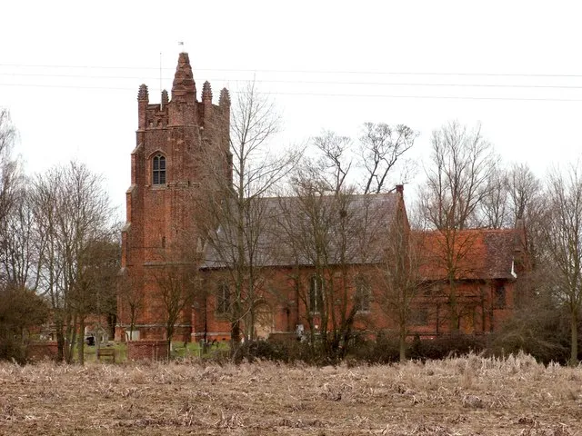 All Saints church, Rayne, Essex. Apart from the tower, the church is entirely of 1840 and nothing special. It is worth seeing for the splendid Tudor brick tower with blue brick diapering.