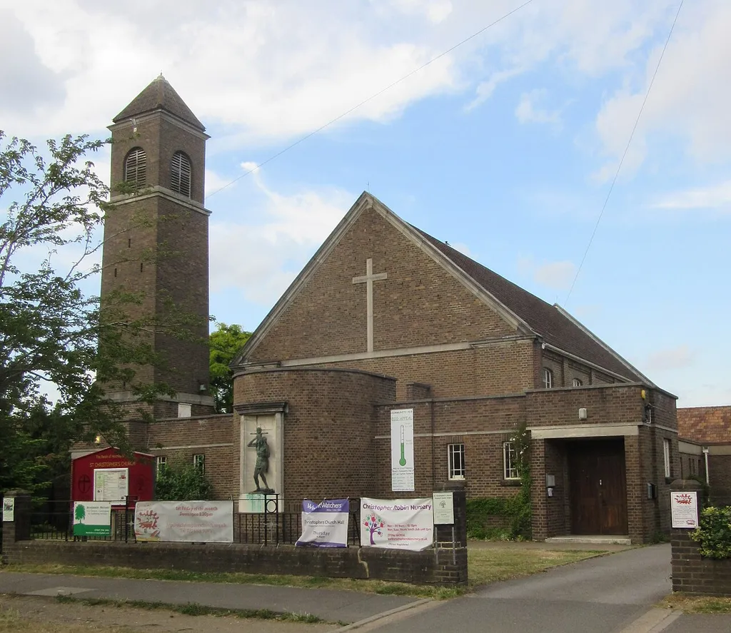 St Christopher's Church, Claygate Lane, Hinchley Wood, Borough of Elmbridge, Surrey, England. The Anglican parish church of Hinchley Wood.