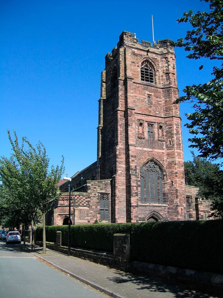St Mary's parish church, Widnes, Cheshire, seen from the southwest