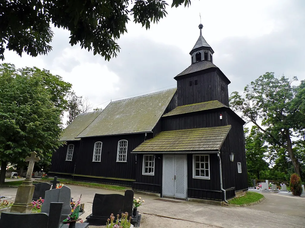 Wooden church. All Saints of the eighteenth century, 1967-1968 (elevation Mon. - West.), The cemetery of the eighteenth to the twentieth century Niechłód / municipality Święciechowa / Leszno district / province. Greater Poland / Poland