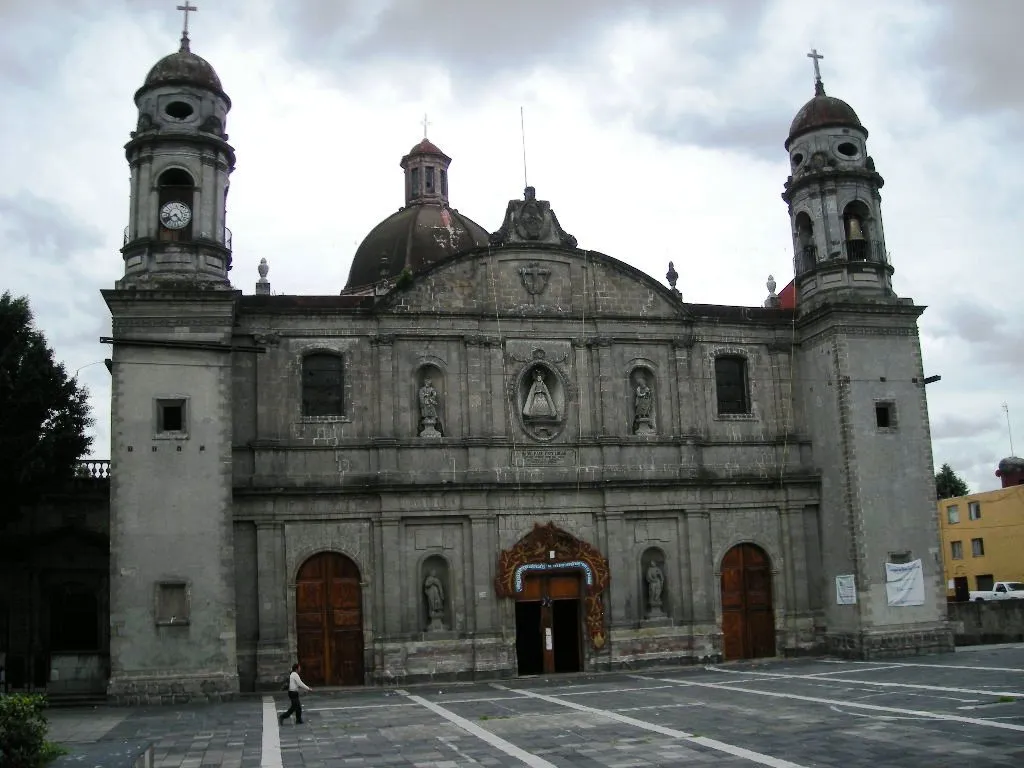 Facade of the Parish of La Soledad in the historic center of Mexico City