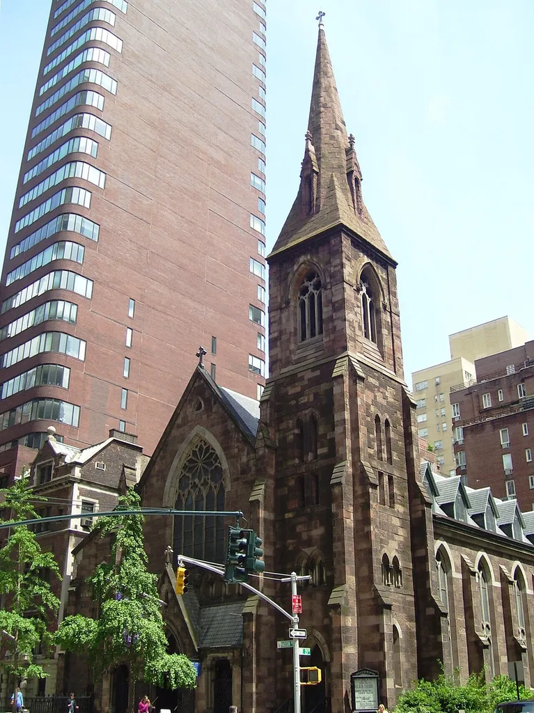 The Church of the Incarnation, Episcopal (Manhattan) is located at 205-209 Madison Avenue at the corner of 35th Street in the Murray Hill neighborhood of Manhattan, New York City. The church was built in 1864-65 and was designed by Emlen T. Littel in Gothic revival style. It was burned down in a fire in 1882 and was rebuilt and expanded by David Jardine, with a spire added in 1896 by Heins and LaFarge to Jardine's design. The rectory, now used as a parish house, was built in 1868-69, designed by Robert Mook, and was rebuilt and given a new facade in neo-Jacobean style in 1905-06 by Edward P. Casey. The bulding was renovated in 1991 by Jan Hird Pokorny. It is a NYC landmark and on the National Register of Historic Places. (Sources: AIA Guide to NYC (4th ed.), Guide to NYC Landmarks (4th ed.) and From Abyssinian to Zion (2004))