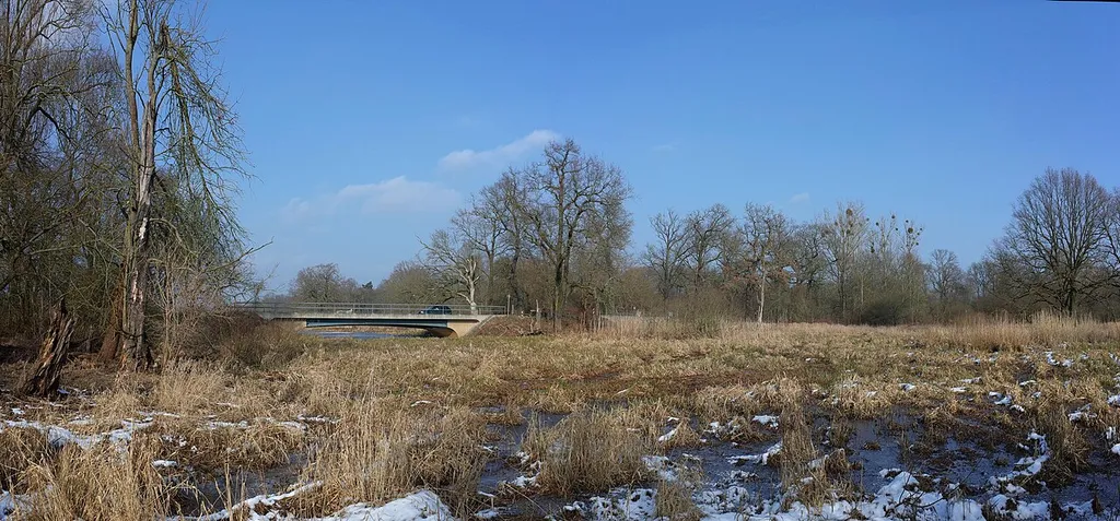 Dessau, der Kapengraben an der Löbbenbrücke. Der Gebiet gehört zum Flächenhaften Naturdenkmal Schwedenwasser.