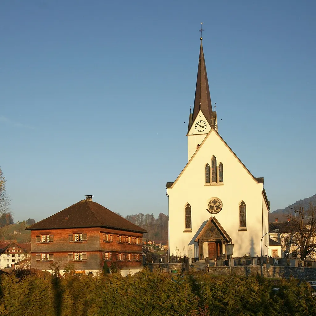 Pfarrkirche hl. Nikolaus von Egg (Vorarlberg), 1890-1892 Neubau nach Plänen von Anton Gamperle durch Baumeister Fidel Kröner. Rieger Orgel von 1964.