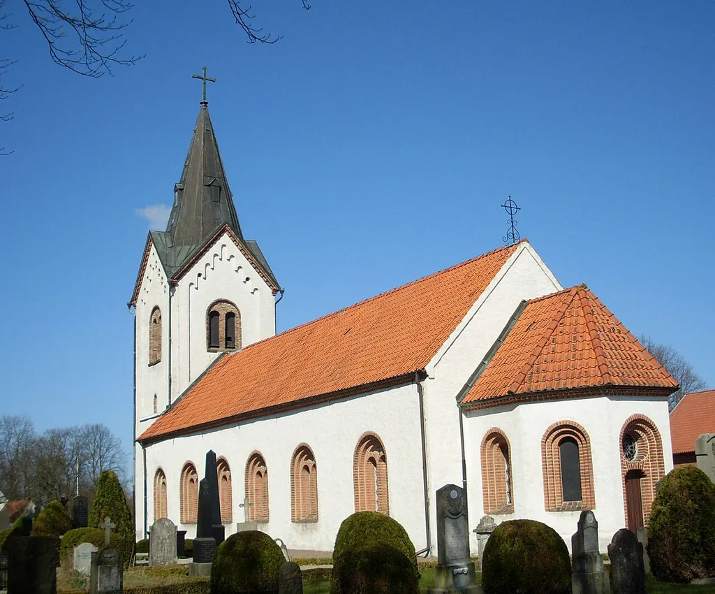The church of Kyrkheddinge in southern Sweden This is a photo of an ecclesiastical monument in Sweden, number 21300000004068 (sub-number: 21400000439823) in the RAÄ buildings database.