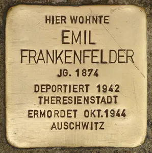 Stolperstein dedicated to Emil Frankenfelder