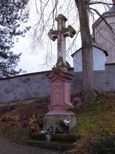 cross near church in Dolní Kalná
