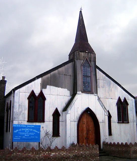 Iron mission church, Shrubland Road, Haggerston, Hackney. A rare example of an iron church. Built 1858. Grade II listed.