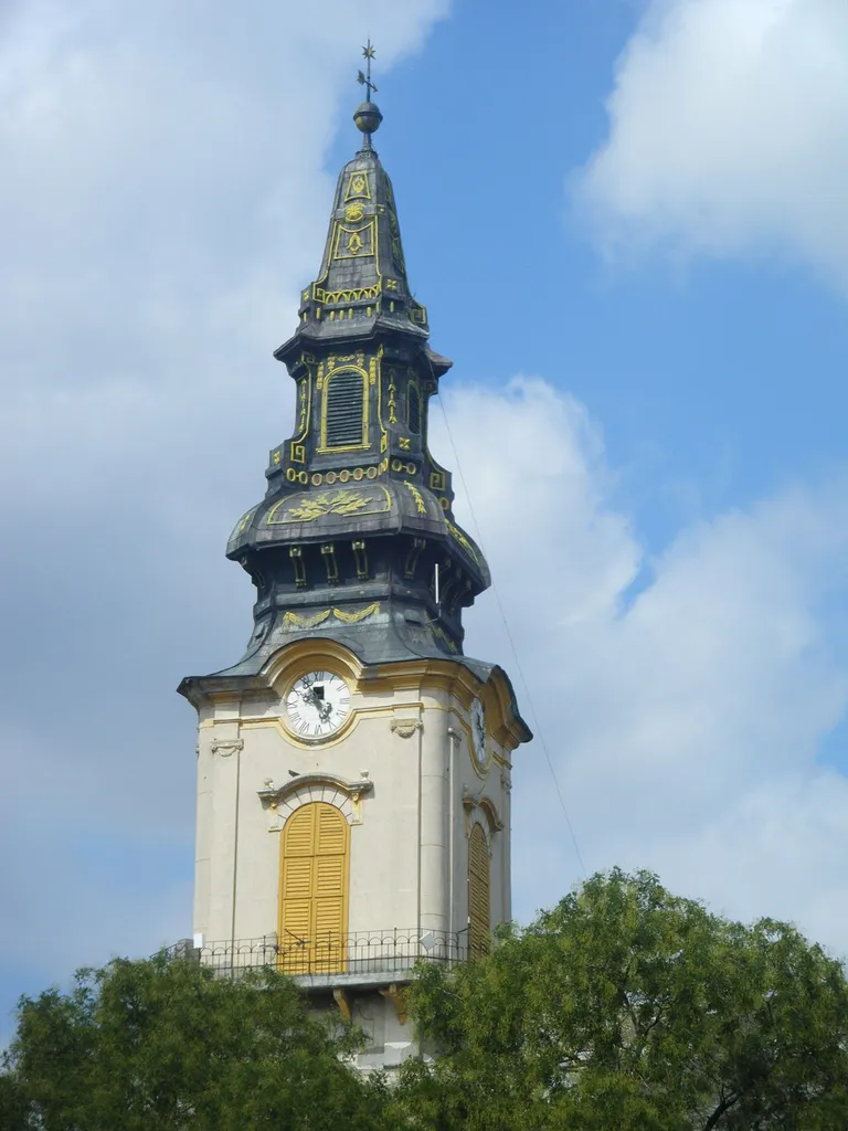 A túrkevei református templom díszes tornya