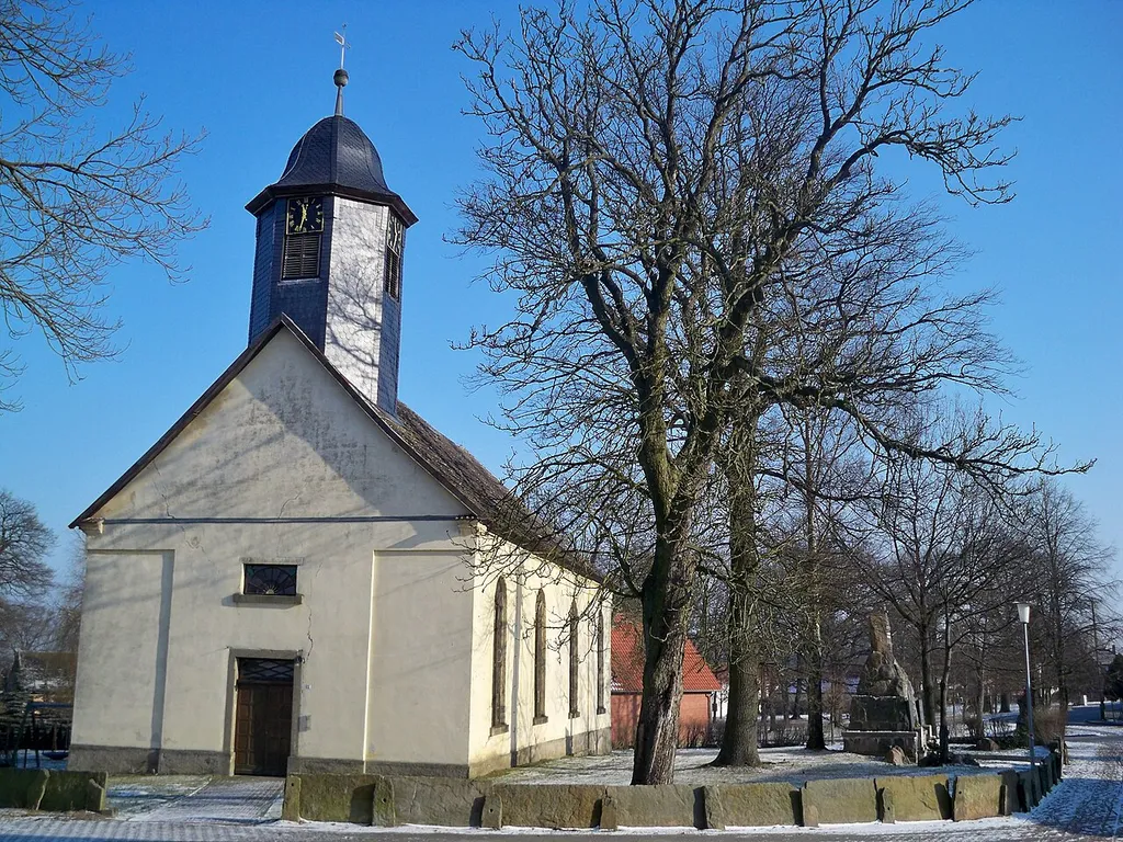 Steimke (Klötze), Saxony-Anhalt, village scene with church